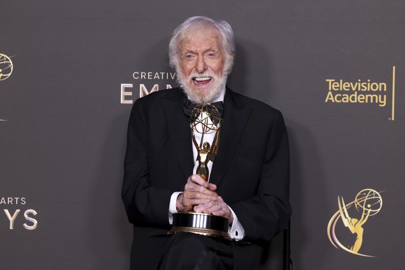 IMAGE DISTRIBUTED FOR THE TELEVISION ACADEMY - Dick Van Dyke poses with his Emmy for outstanding variety special (pre-recorded) for &quot;Dick Van Dyke 98 Years of Magic&quot; in the press room during ...