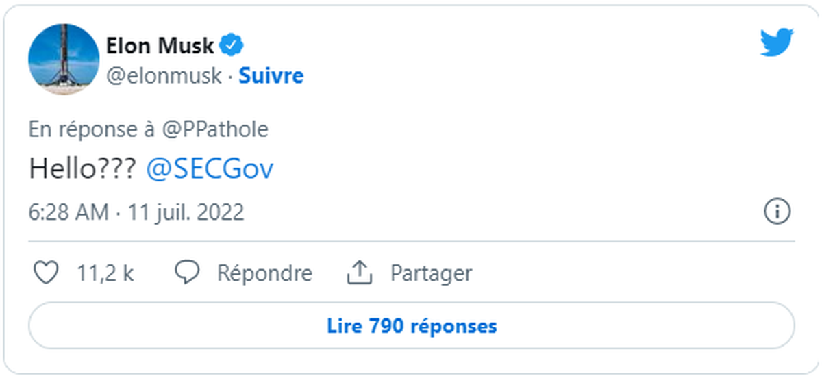 Tweet d'Elon Musk: Allô, la Commission américaine des valeurs mobilières et des échanges???