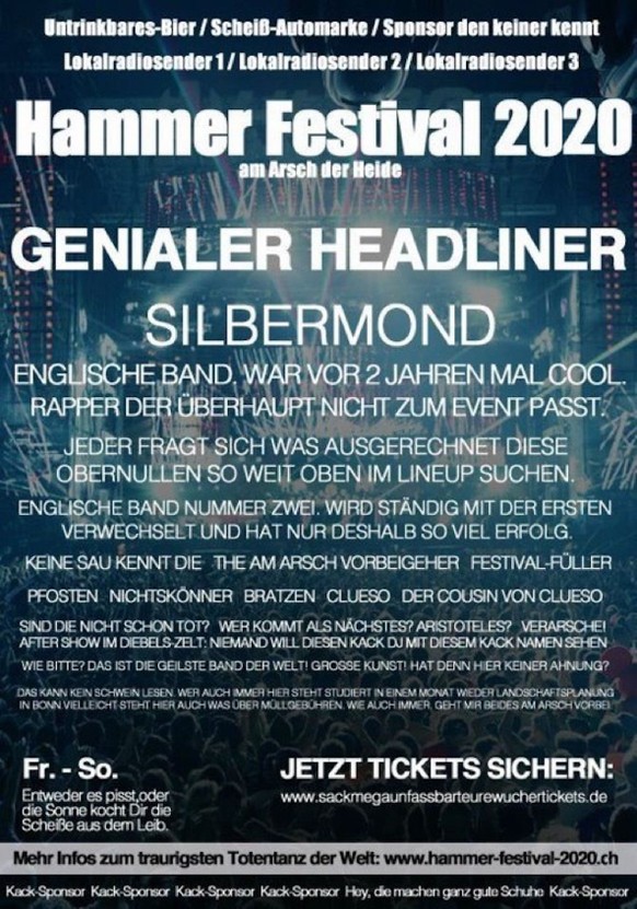 Auf die Schweizer Wirtschaft rollt eine Pleitewelle zu
Um die Konsumschlacht in den zu Kommerztempeln verkommenen Festival ist es ja nicht schade, wenn sie einmal einen Sommer kürzer treten müssen.
D ...