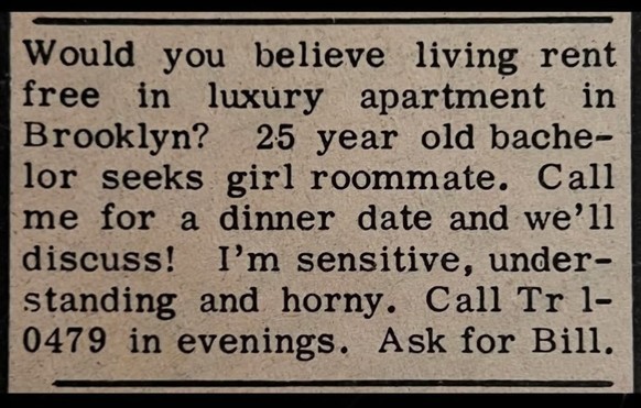 Long Lost Personals - Dating-Annoncen anno dazumal.

https://www.instagram.com/longlostpersonals/