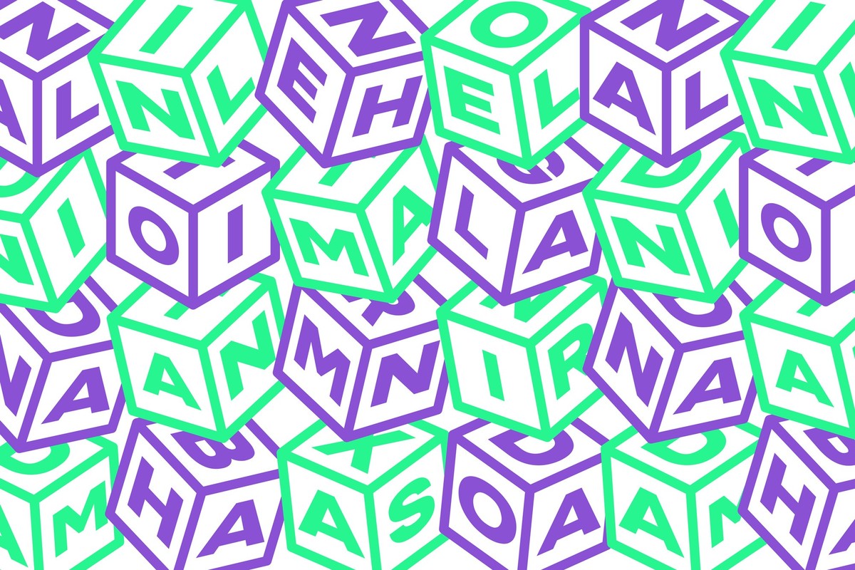 Würfel mit Buchstaben darauf die beliebte Vornamen schreiben. Illustration