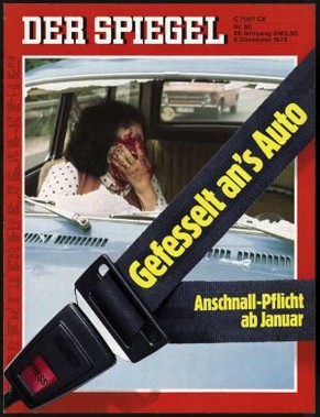 Der Sicherheitsgurt war nicht immer unumstritten. So titelte der «Spiegel» Ende 1975.