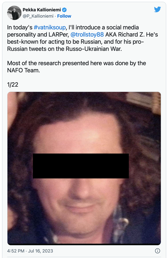 Gemäss den Recherchen gehört der Deutsche, der sich als Russe ausgab, zu «den grossen Drei» der pro-russischen Twitter-Propagandisten, neben einer serbischen Krankenschwester und einem IT-Supporter au ...