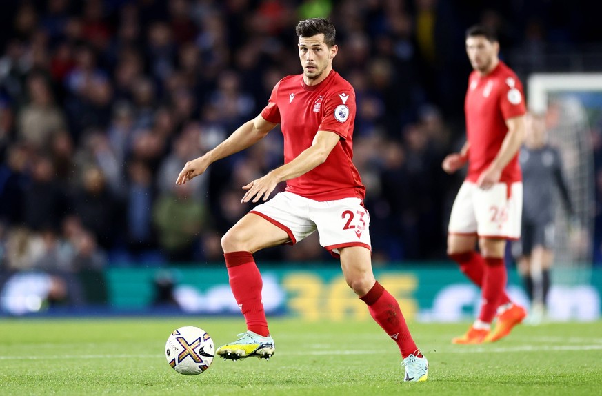 Mandatory Credit: Photo by James Marsh/Shutterstock 13474333az Remo Freuler of Nottingham Forest. Brighton &amp; Hove Albion v Nottingham Forest, Premier League, Football, American Express Community S ...