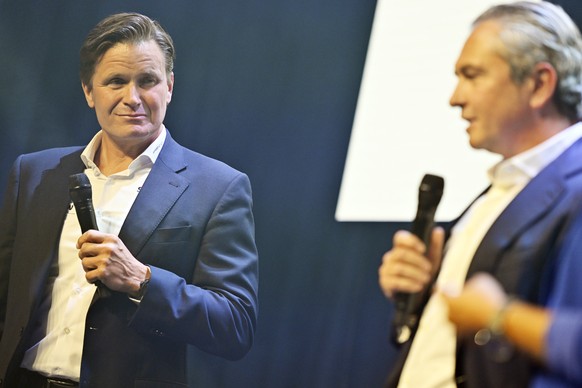 Urs Lehmann, Praesident des Schweizerischen Skiverbandes bei der Praesentation des neuen Ski-Alpin-Renndress Levada in Schlieren (ZH) am Dienstag, 5. Juli 2022. (KEYSTONE/Walter Bieri)