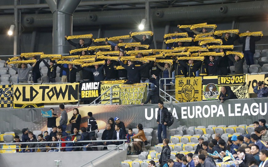 BSC Young Boys&#039; supporters before the UEFA Europa League group A match between Kazakhstan&#039;s FC Astana and Switzerland&#039;s BSC Young Boys at the Astana Arena in Astana, Kazakhstan, Thursda ...