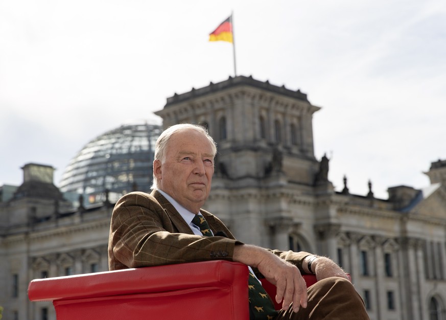 epa07844389 Federal co-chairman of the Alternative for Germany (AfD) right-wing populist party Alexander Gauland attends the traditional summer interview of the television show &#039;Report from Berli ...