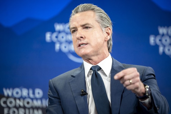 epa12669873 Governor of California Gavin Newsom speaks during a session at the 56th annual meeting of the World Economic Forum (WEF), in Davos, Switzerland, 22 January 2026. The 2026 summit, running f ...