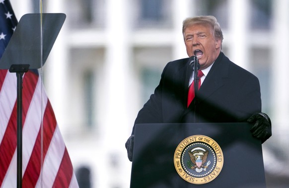 FILE - Then-President Donald Trump speaks during a rally protesting the Elector College's certification of Joe Biden's victory in the 2020 presidential race, in Washington on January 6, 2021. On Thursday…