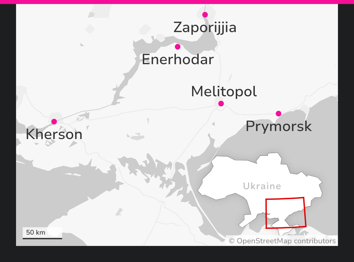 Zaporijjia, Kherson, Melitopol, Prymorsk, Enerhodar: la carte en Ukraine.