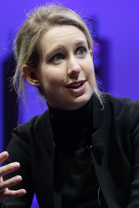 FILE - In this Nov. 2, 2016, file photo, Elizabeth Holmes, founder and CEO of Theranos, speaks at the Fortune Global Forum in San Francisco. Forbes announced on June 1, 2016, that it has revised its e ...