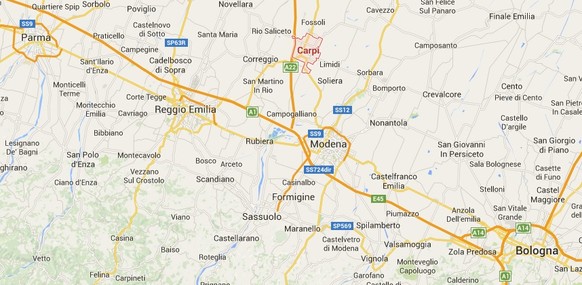Carpi in der Region Emilia-Romagna, umgeben von Modena, Parma und Bologna.&nbsp;