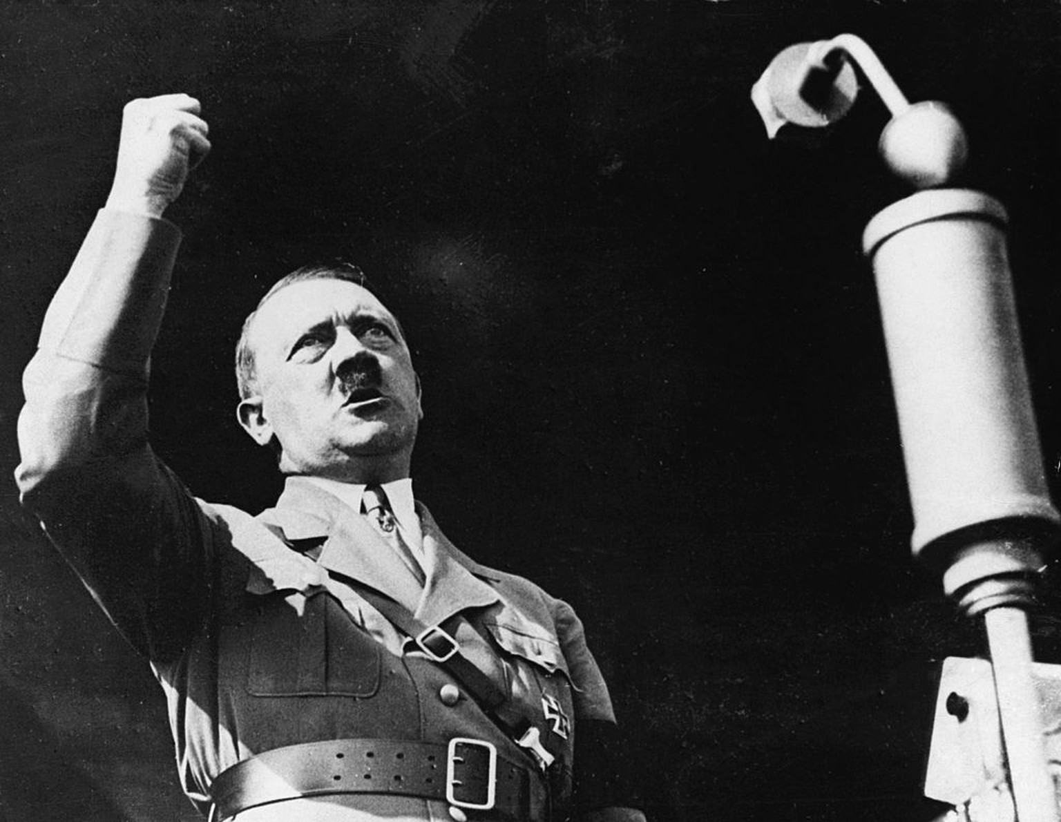 Adolf Hitler gives an impassioned speech while opening the Berlin International Auto Show. (Photo by © Hulton-Deutsch Collection/CORBIS/Corbis via Getty Images)