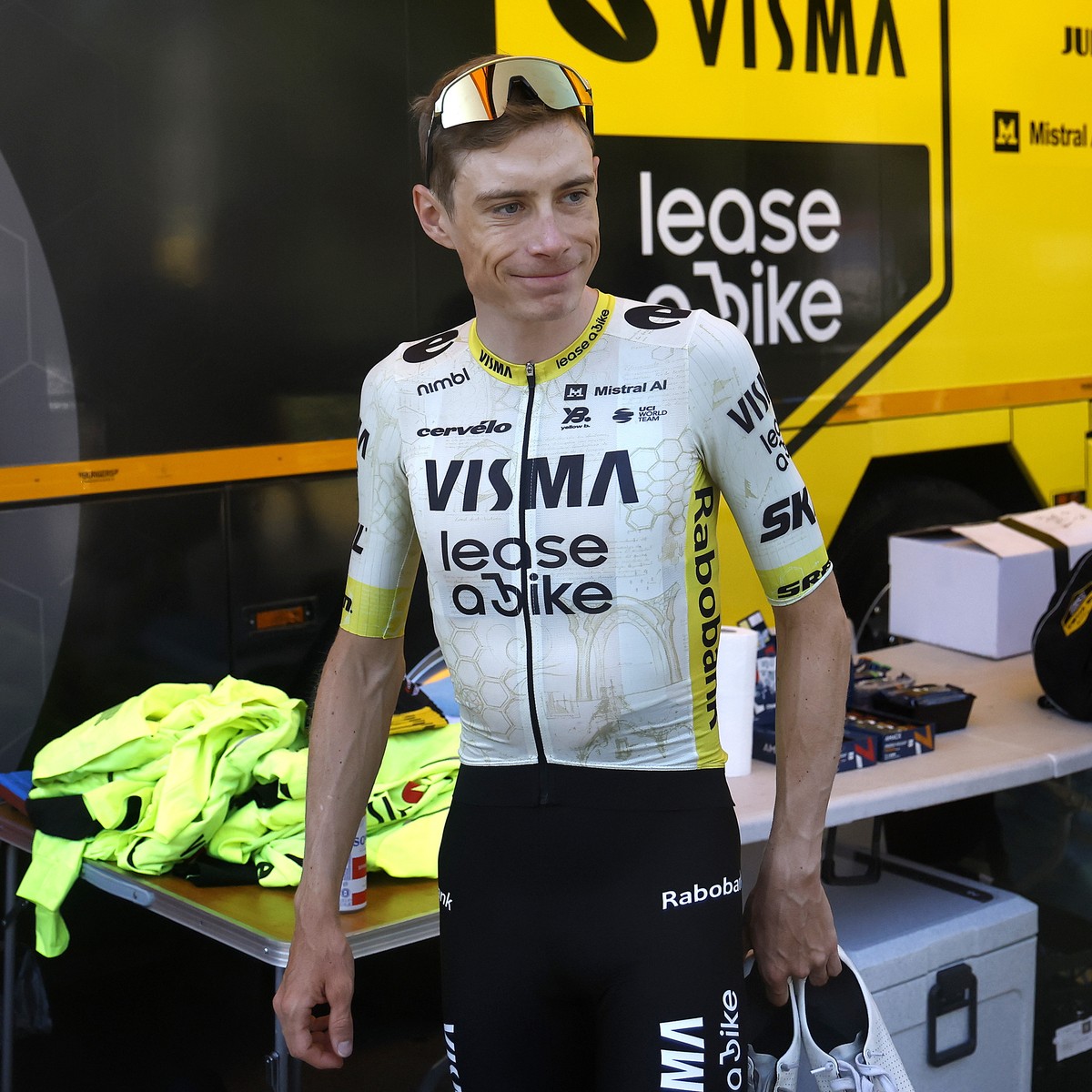epa13079575 Danish rider Jonas Vingegaard of Team Visma Lease a Bike takes part in a training session before the start of the Tour de France 2026 in Castelldefels, near Barcelona, Spain, 02 July 2026. ...