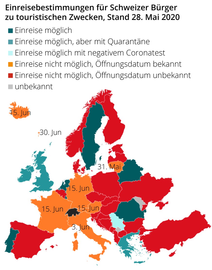 Coronavirus: Diese Karte zeigt, wann in Europa welche Grenzen wieder geöffnet werden und welche bereits offen sind.