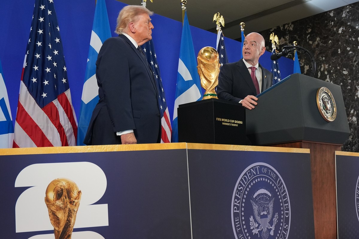 President Donald Trump and FIFA President Gianni Infantino speak at a reception at Trump Tower in New York, Friday, July 17, 2026. (AP Photo/Jacquelyn Martin)
Donald Trump