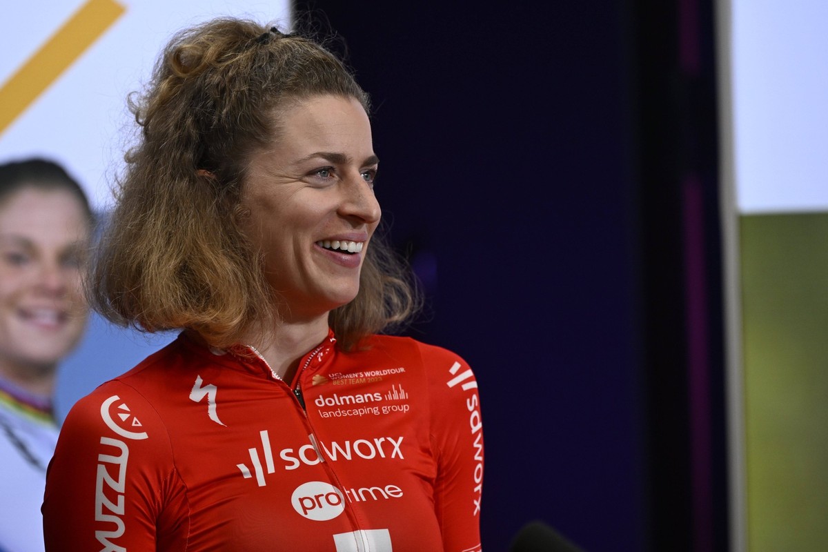 team presentation SD Worx-Protime MECHELEN, BELGIUM - JANUARY 22 : Marlen Reusser pictured during the team presentation of Team SD Worx-Protime on January 22, 2024 in Mechelen, Belgium, 22/01/2024 Mec ...