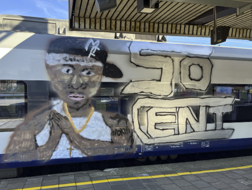 Fan Art Tail: 50 Cent auf Zuge gesprayt
