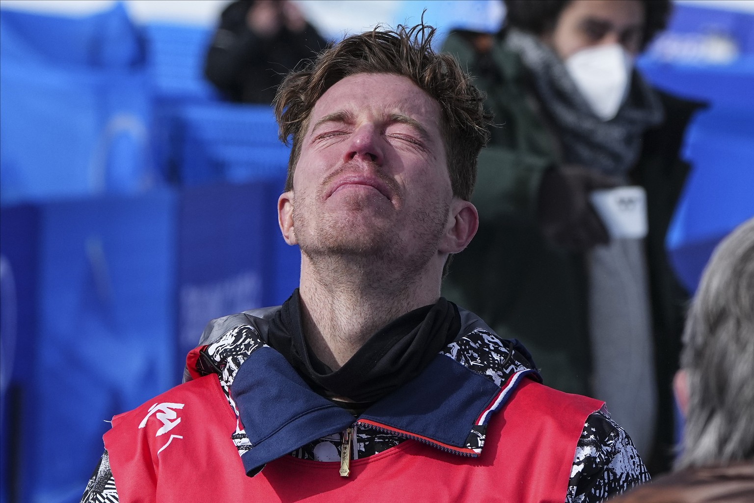 United States&#039; Shaun White get emotional after competing in the men&#039;s halfpipe finals at the 2022 Winter Olympics, Friday, Feb. 11, 2022, in Zhangjiakou, China. (AP Photo/Gregory Bull)