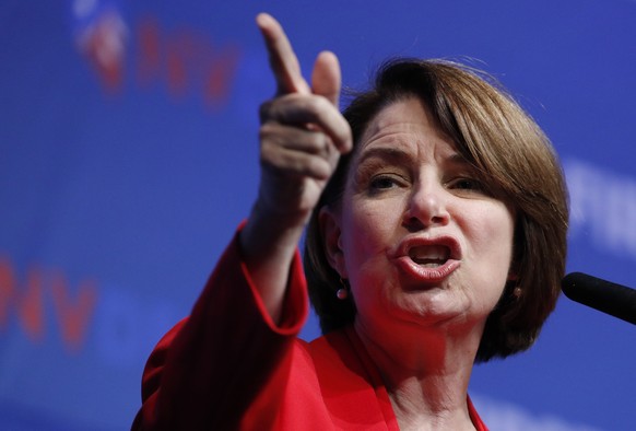 Democratic presidential candidate Sen. Amy Klobuchar, D-Minn., speaks during a fundraiser for the Nevada Democratic Party, Sunday, Nov. 17, 2019, in Las Vegas. (AP Photo/John Locher)
Amy Klobuchar