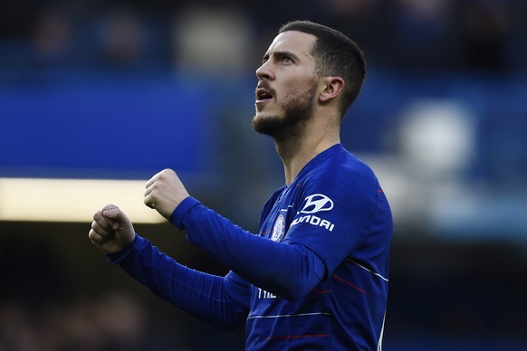 epa07634082 (FILE) - Chelsea&#039;s Eden Hazard celebrates after scoring against Huddersfield during their English Premier League soccer match at Stamford Bridge, London, Britain, 02 February 2019 (re ...