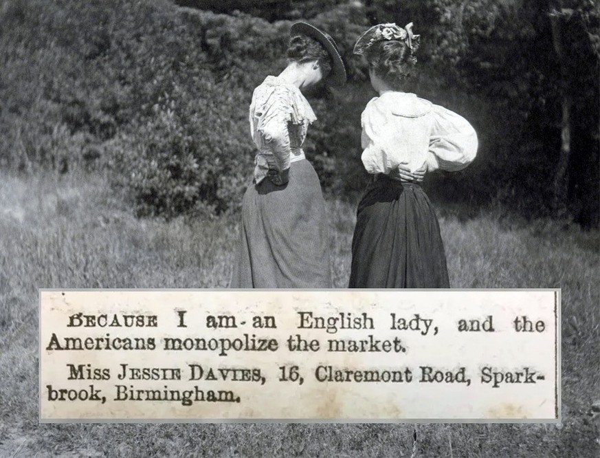 An 1889 Magazine Asked Women Why They Think They’re Single. The Replies Were Hilarious
United States: c. 1895 Two young women in Victorian dress talking privately with their backs to the camera. PUBLI ...