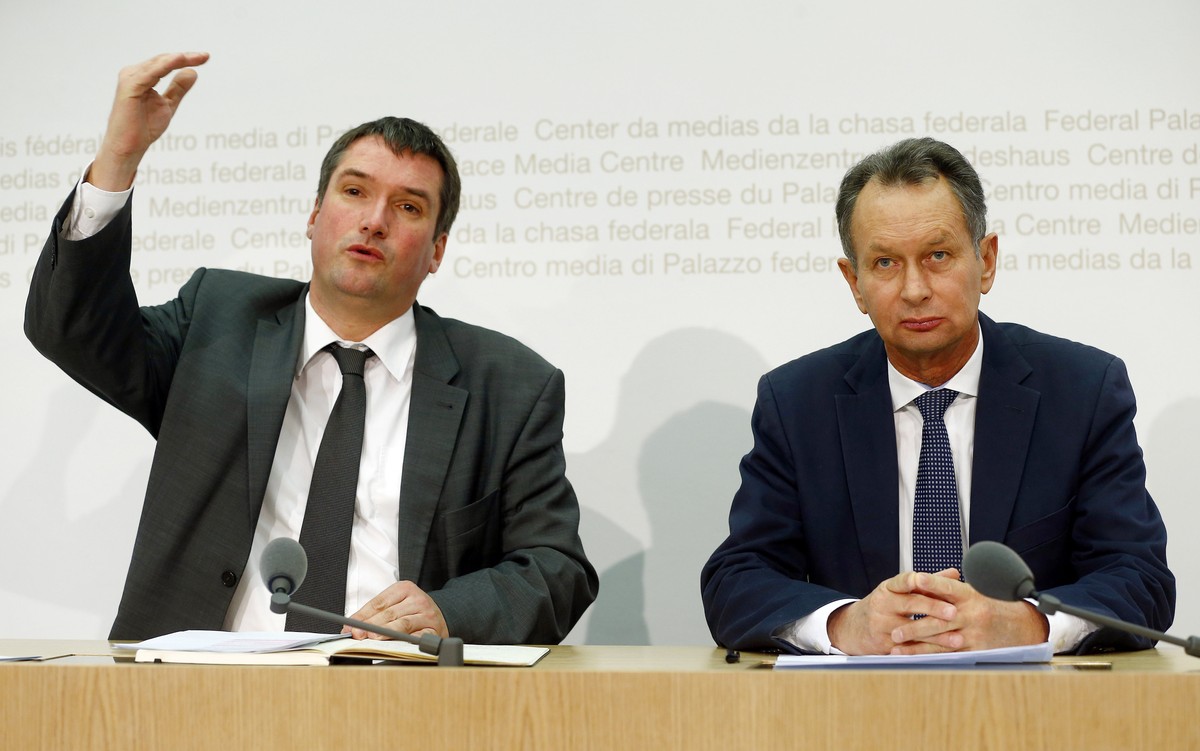 Christian Levrat und Philipp Müller bei ihrem Auftritt vor den Medien.