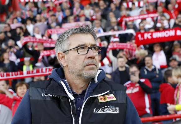 epa07564630 Union&#039;s coach Urs Fischer looks on during the German Bundesliga second division soccer match between 1.FC Union Berlin and 1. FC Magdeburg in Berlin, Germany, 12 May 2019. Union Berli ...