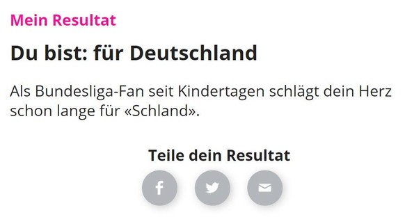 Dieser einfache Test zeigt, wer dein Favorit an der Fussball-EM ist - neben der Schweiz\nNun, nichts gegen unsere Nachbarn. Aber im Fussball...... Nei, eifach nei.