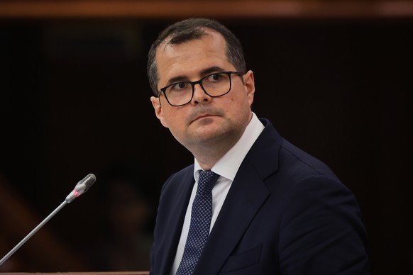 Prime Minister designate Vasile Tofan speaks before the parliament's confidence vote for the new government team in Chisinau, Moldova, Tuesday, July 21, 2026. (AP Photo/Aurel Obreja)
Vasile Tofan