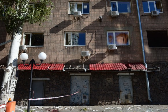 Das IKRK-Büro in Donezk nach dem Anschlag.