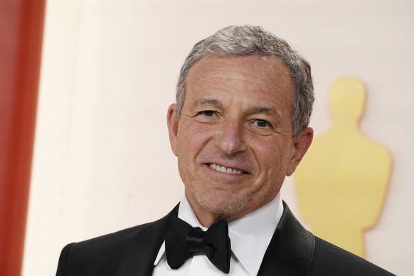 FILE - Bob Iger arrives at the Oscars on March 12, 2023, at the Dolby Theatre in Los Angeles. Disney CEO Iger on Monday, April 3, called efforts by Florida Gov. Ron DeSantis and the Republican-control ...