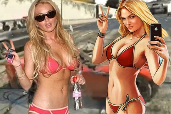 Lindsay Lohan (links) soll das Vorbild gewesen sein für Lacey Jonas (rechts) aus «Grand Theft Auto». Entschädigt wird die Schauspielerin dafür vorerst nicht.&nbsp;