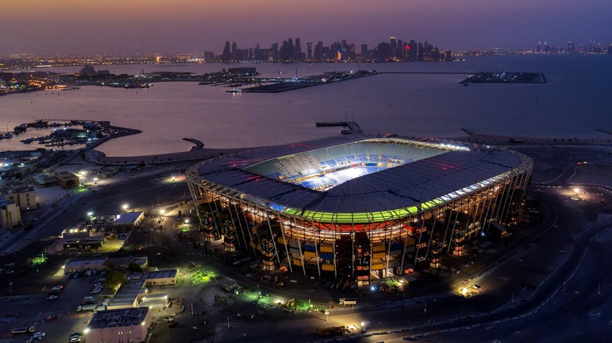 220812 -- DOHA, Aug. 12, 2022 -- Photo taken on Sept. 1, 2021 shows the aerial view of 974 Stadium which will host the 2022 FIFA World Cup, WM, Weltmeisterschaft, Fussball matches in Doha, Qatar. SPQA ...