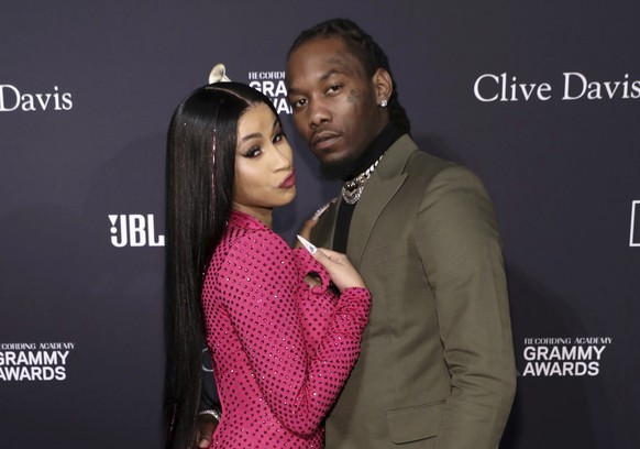 FILE - Cardi B, left, and Offset arrive at the Pre-Grammy Gala And Salute To Industry Icons in Beverly Hills, Calif. on Jan. 25, 2020. (Photo by Mark Von Holden/Invision/AP, File)
Cardi B,Offset