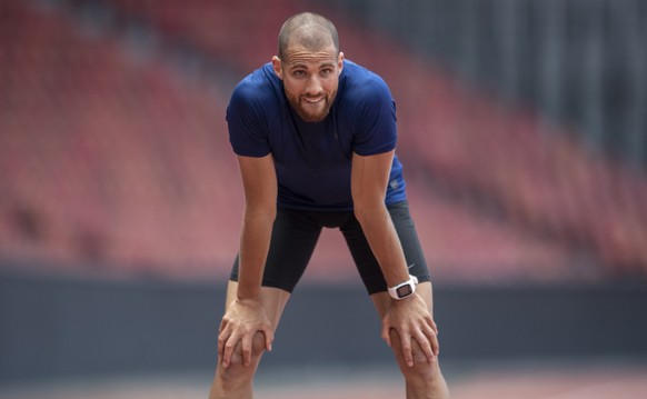 Leichtathlet Kariem Hussein in einem Training im Letzigrund in Zuerich, aufgenommen am Dienstag, 30. Juni 2020. (KEYSTONE/Ennio Leanza)