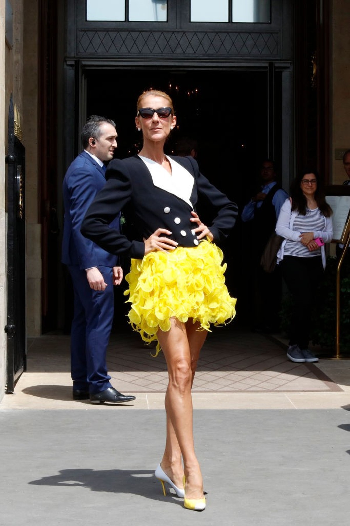 Celine Dion seen leaving her hotel in Paris, France, on June 30, 2019. (Photo by Mehdi Taamallah/NurPhoto via Getty Images)
