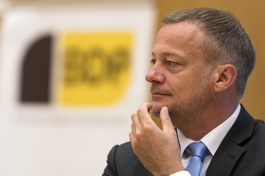 Parteipraesident Martin Landolt an der Delegiertenversammlung der BDP im Kultur- und Sportzentrum in Pratteln, am Samstag, 22. April 2017. (KEYSTONE/Georgios Kefalas)