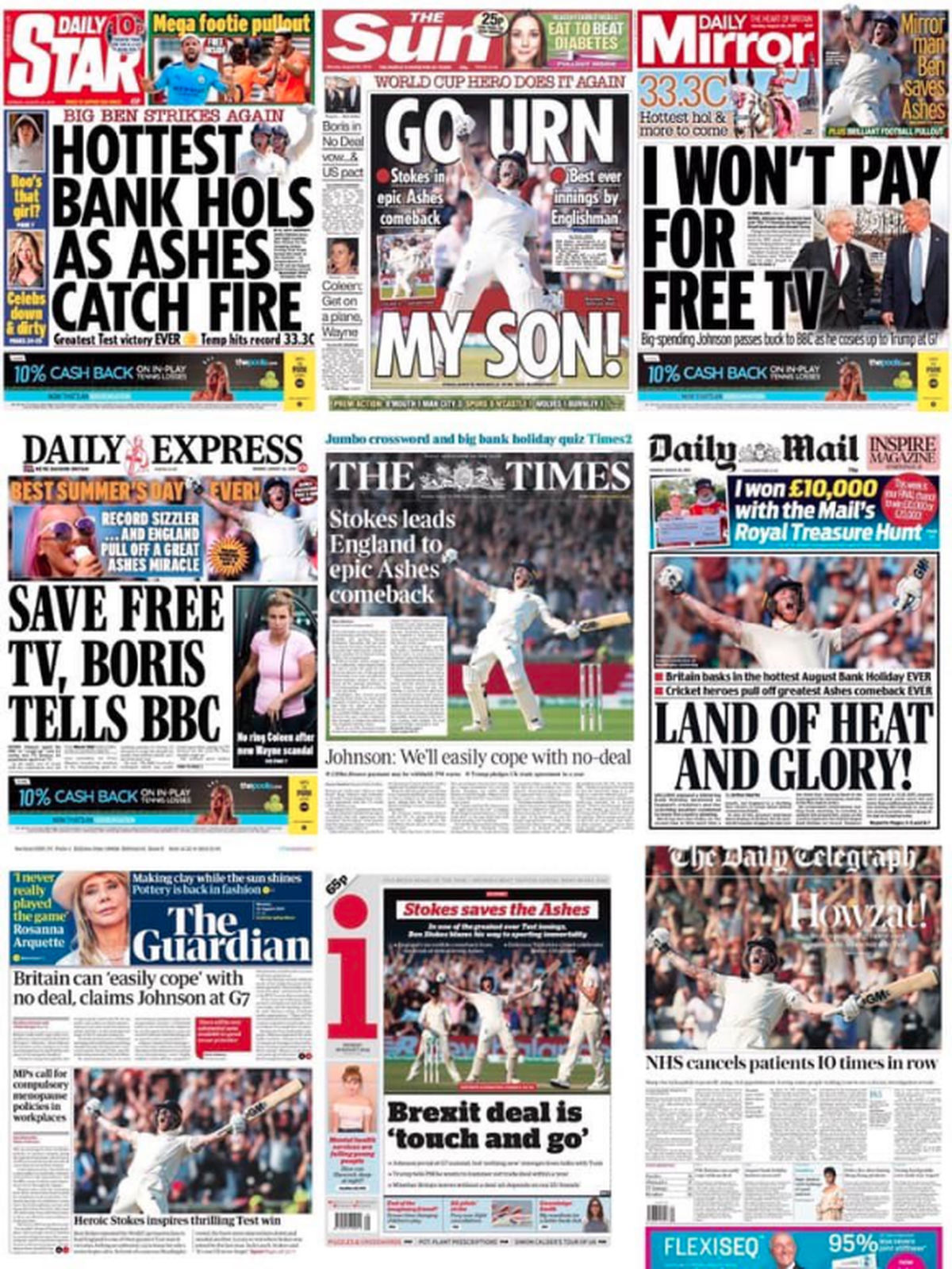 Englands Zeitungen am Montag.