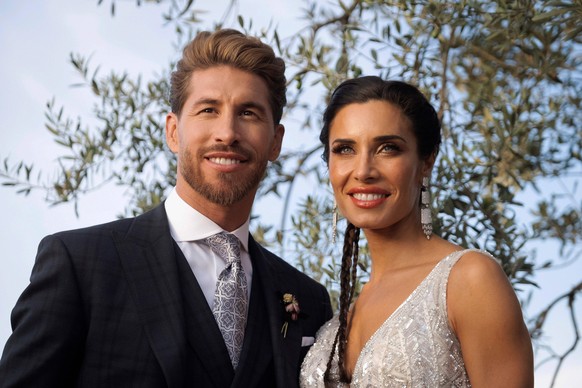 Real Madrid soccer player Sergio Ramos and his wife Pilar Rubio after their wedding, in Bollullos de la Mitacion, Sevilla, southern Spain, 15 June 2019. Sergio Ramos and Pilar Rubio wedding !ACHTUNG:  ...