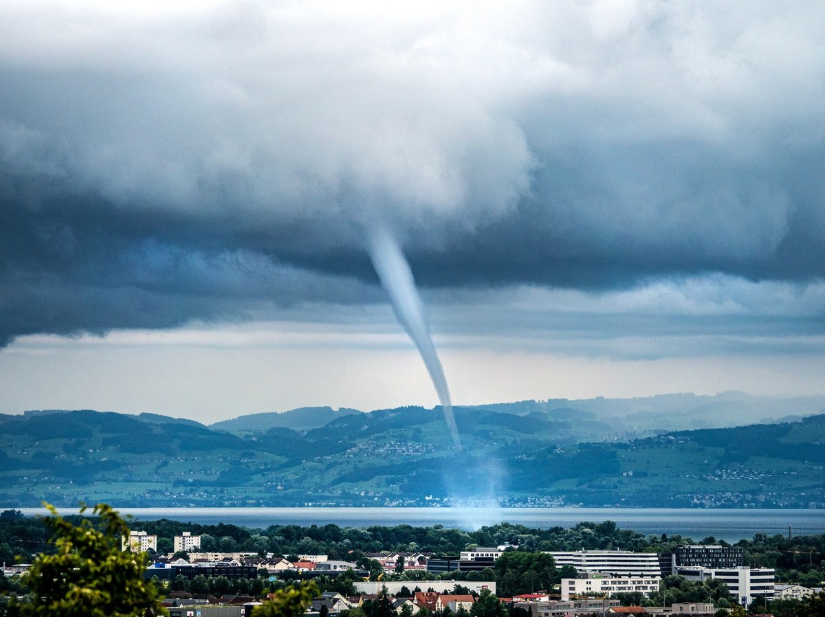 Une trombe lacustre au-dessus du lac de Constance, en 2021.