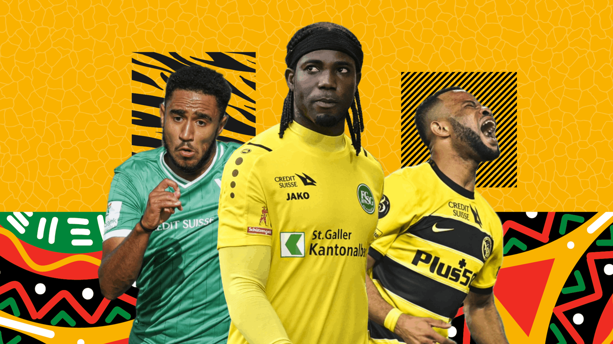 Mauro Rodrigues (Yverdon, à gauche), Lawrence Ati Zigi (St-Gall, au centre) et Meschack Elia (YB, à droite) ont de bonnes chances de participer à la Coupe d'Afrique des nations.
