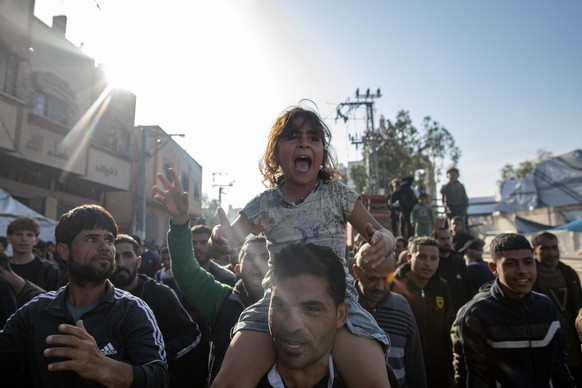 epa11989730 Palestinians chant anti-Hamas slogans as they rally to demand an end to the ongoing Israel-Hamas war, in Beit Lahia, northern Gaza Strip, 26 March 2025. More than 50,000 Palestinians and o ...