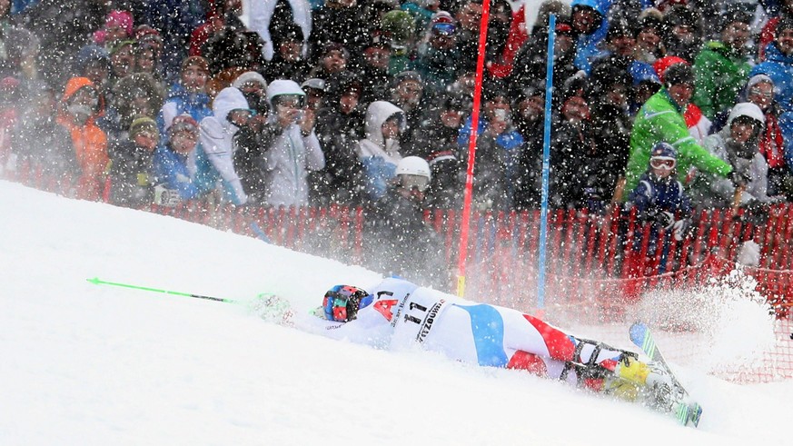 epa06460683 Luca Aerni of Switzerland during the Men&#039;s Slalom race of the FIS Alpine Skiing World Cup in Kitzbuehel, Austria, 21 January 2018. EPA/LISI NIESNER