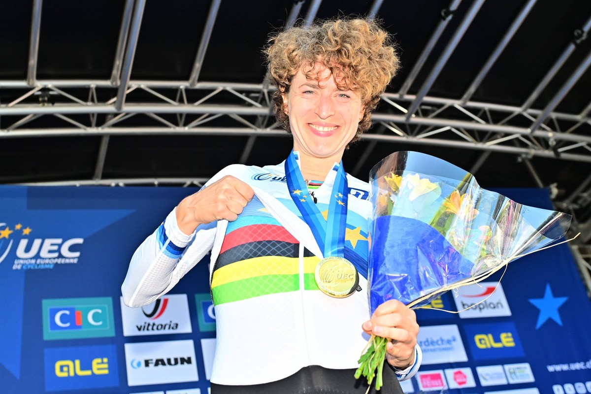 Reusser Marlen Women ITT UEC 2025 Road European Championship, EM, Europameisterschaft 01.10.2025 Siegerehrung Reusser Marlen Switzerland, Frauen Einzelzeitfahren, Women Individual Time Trial 01/10/202 ...