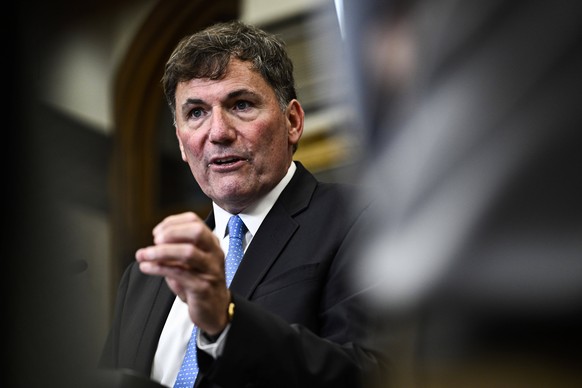 Minister of Public Safety, Democratic Institutions and Intergovernmental Affairs Dominic LeBlanc speaks at a news conference on the appointment of Quebec Court of Appeal judge Marie-Josee Hogue for th ...