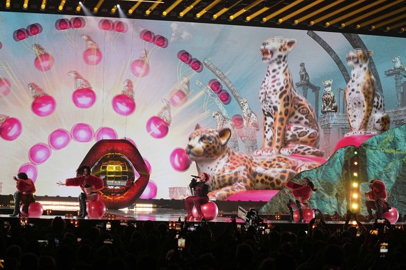 Miriana Conte from Malta performs the song &quot;SERVING&quot; during the dress rehearsal for the Grand Final of the 69th Eurovision Song Contest, in Basel, Switzerland, Friday, May 16 2025. (AP Photo ...