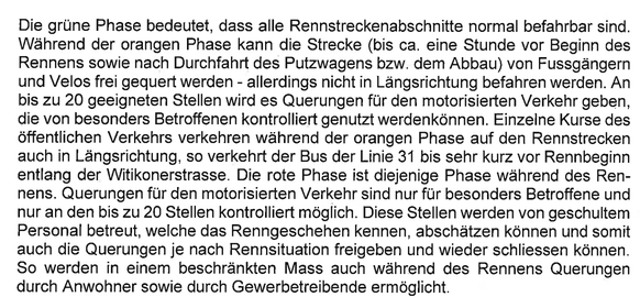 Ausschnitt aus der Vereinbarung der Stadt Zürich und verschiedenen Gewerbeverbänden und Anwohner.