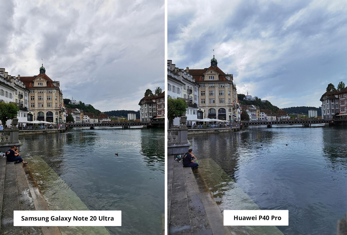 Zoom Samsung Note 20 Ultra vs. Huawei P40 Pro in Luzern.