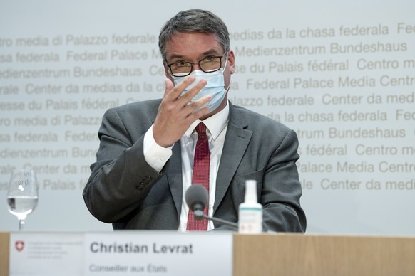 Staenderat Christian Levrat, SP-FR, wird neuer Verwaltungsratspraesident der Schweizerischen Post, anlaesslich der Medienkonferenz des Bundesrates am Mittwoch, 31. Maerz 2021, in Bern. (KEYSTONE/Marce ...